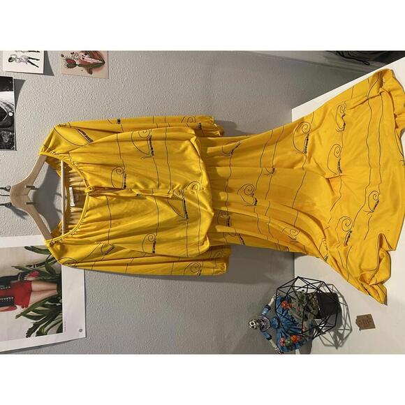 Vintage Just Young Yellow Dress with Snail Detail- Size 16/18 - Picture 1 of 8